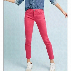 NEW Pilcro and the Letterpress Anthropologie Mid Rise Skinny Ankle Pink Jeans